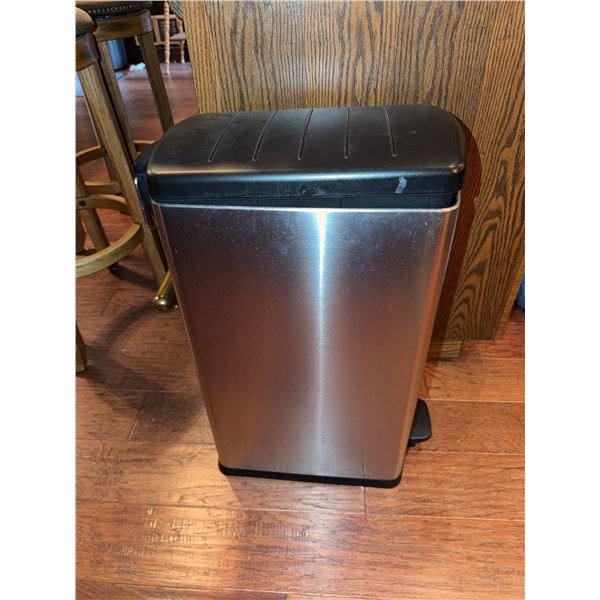Stainless Steel Kitchen Trash Bin with Pedal-Operated Lid