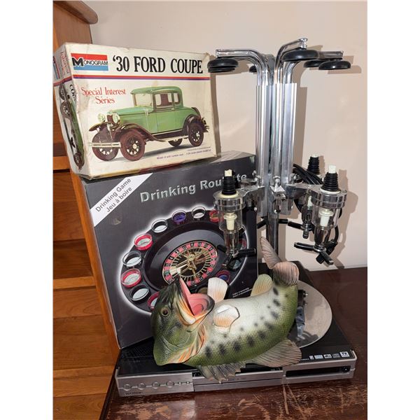 Lot: Monogram '30 Ford Coupe Model, Drinking Roulette Set, and more