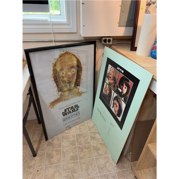 Framed Star Wars Identities Exhibition Poster and The Beatles Let It Be Print