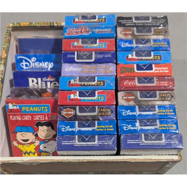 Lot of Assorted Playing Cards w/ Disney, Harley-Davidson, Peanuts & More