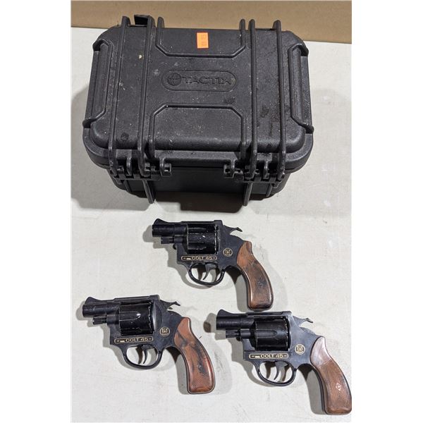 Tactix IP65 Small Hard Case w/ Three VTG Die-Cast Toy Cap Guns