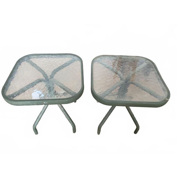 Metal Frame Glass Top Patio Side Tables