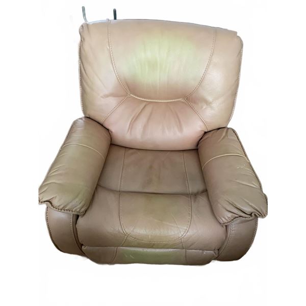 Beige Leather Power Recliner Chair
