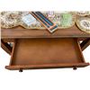 Image 5 : Wood Coffee Table With Drawer, Cribbage Board, Cards, Doilies, and Coasters