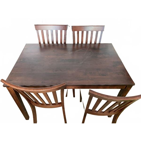 Wood Dining Table With Four Upholstered Chairs