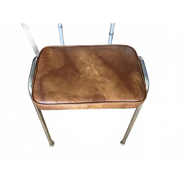 Stylerite Furniture Toronto Brown Vinyl and Metal Stool