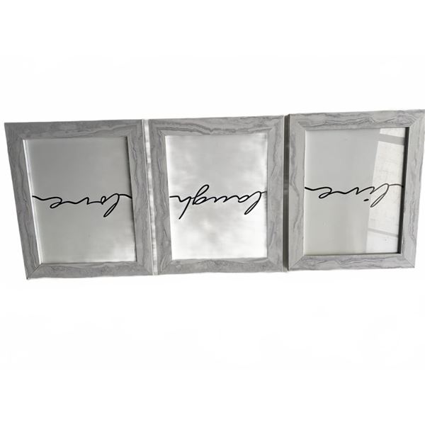 3 Framed Wall Art Prints: Live, Laugh, Love with Grey Marble Frames