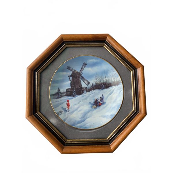 Christmas in Canada "The Windmill" Limited Edition Plate 1996 Framed
