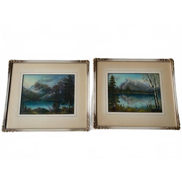 Framed Canadian Mountain Landscape Paintings Signed D. Wallace