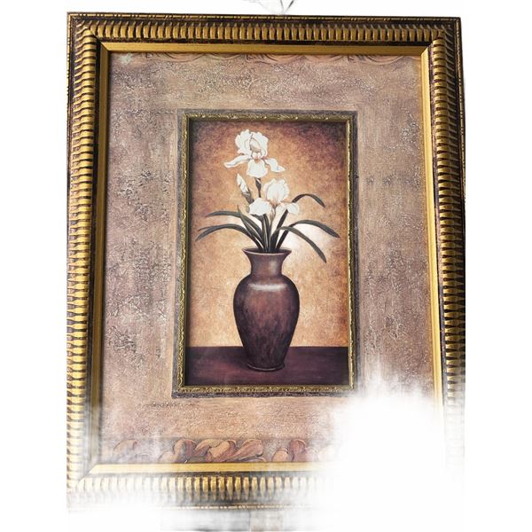 Framed Art Print of Vase With White Flowers, 51x61 cm