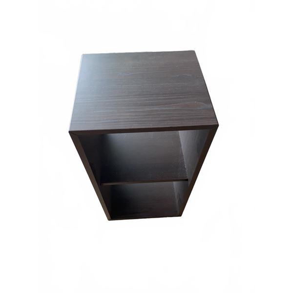 Dark Brown Wood-Finish Two-Shelf Bookcase or Storage Cubby
