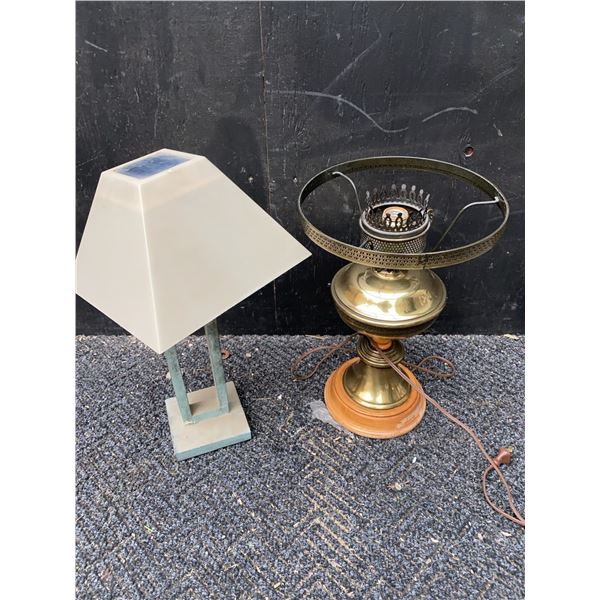 Modern Table Lamps Including Solar and Brass with Wood Base