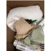 Image 3 : Box Lot of Mixed Kitchen Towels and Linens Assorted Colours and Sizes