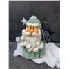 Image 1 : Santa Claus Ceramic Figurine With Green Outfit and Lantern