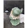 Image 3 : Santa Claus Ceramic Figurine With Green Outfit and Lantern