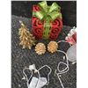 Image 2 : Christmas Decor Including Santa Figurine, Ornaments, and Tree Skirt