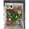 Image 3 : Christmas Decor Including Santa Figurine, Ornaments, and Tree Skirt