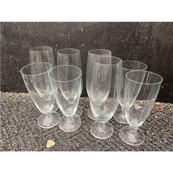 8 Clear Glass Footed Beer Glasses