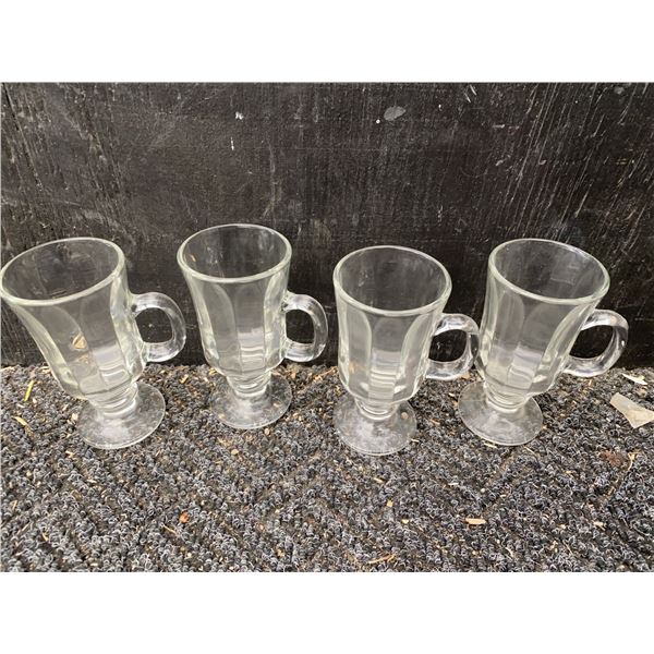 4 Clear Glass Irish Coffee Mugs with Handles