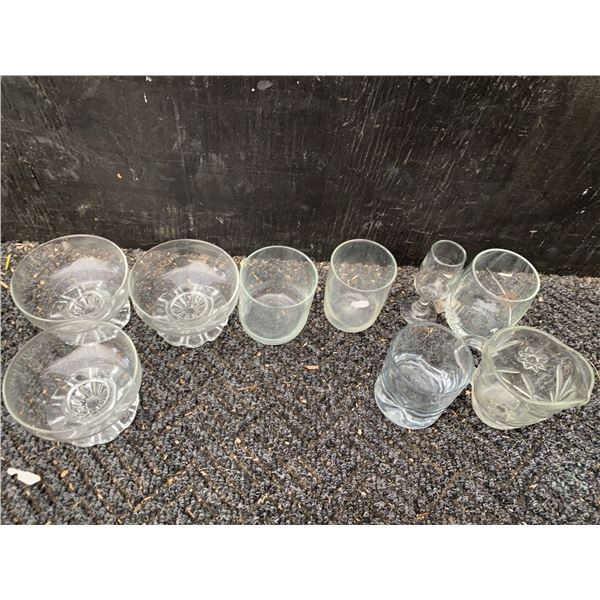 Clear Glass Bowls, Tumblers, and Cups Lot