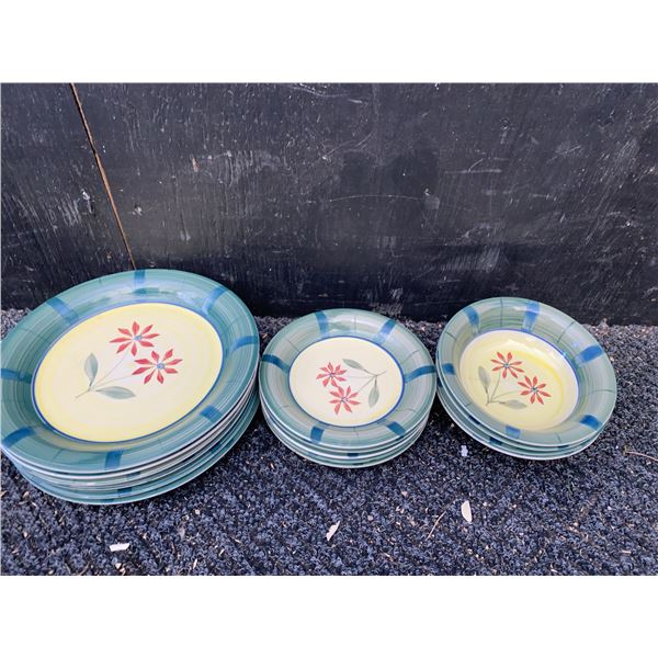 Hand-Painted Floral Dinner, Salad, and Soup Plates