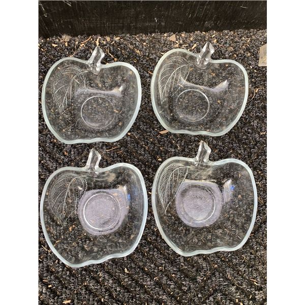 4 Arcoroc France Clear Glass Apple-Shaped Bowls