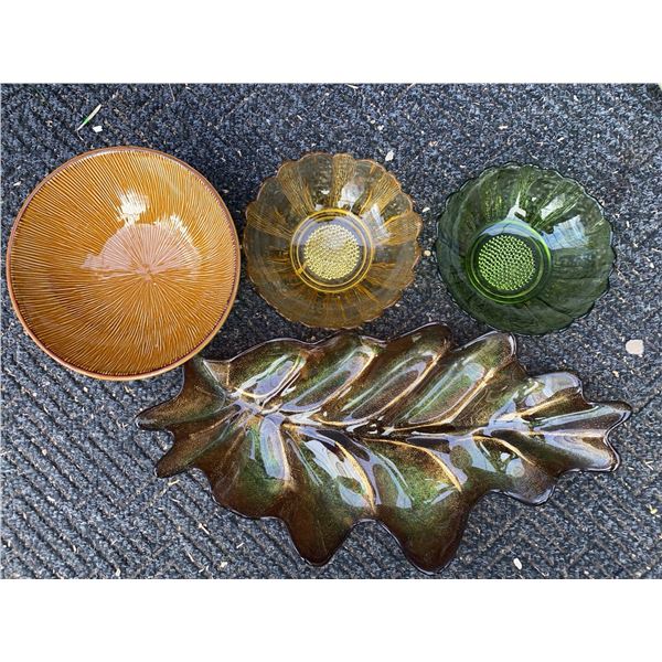 Coloured Glass and Glazed Ceramic Serving Bowls, Set of Four
