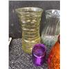Image 3 : Five Assorted Coloured Glass Vases and Candle Holder