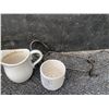 Image 1 : White Ceramic Pitcher, "Thanks Mom" Mug, and Metal Stand