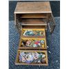 Image 1 : Wooden Jewellery Box With Costume Jewellery and Watches