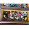 Image 4 : Wooden Jewellery Box With Costume Jewellery and Watches
