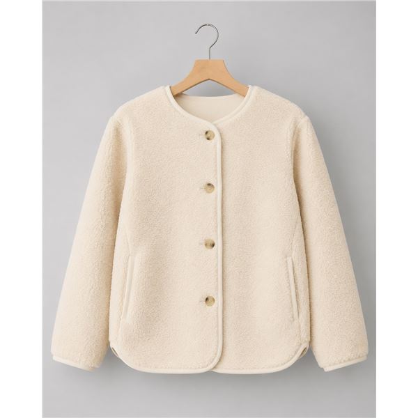 Uniqlo Women’s Pile-Lined Fleece Jacket – Off-White – Size Medium
