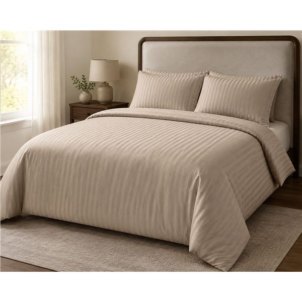 Sunset 320 Luxury Weave Duvet Cover Set – Taupe – Full Size