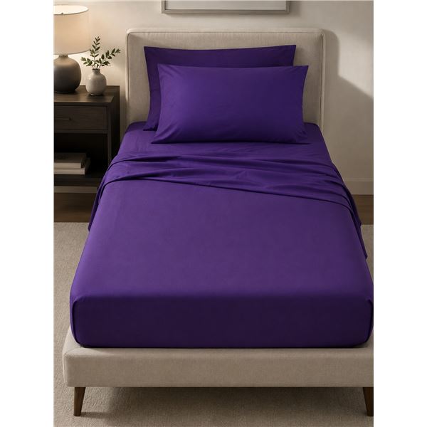 Purple SoftStretch Sheet Set – Deep Purple – Twin/Twin XL