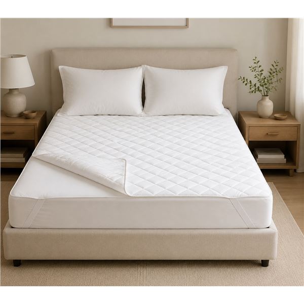 Purple Dual-Layer Mattress Protector – White – Queen Size