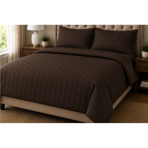 Sunset Luxury Weave Duvet Cover Set - Chocolate Brown