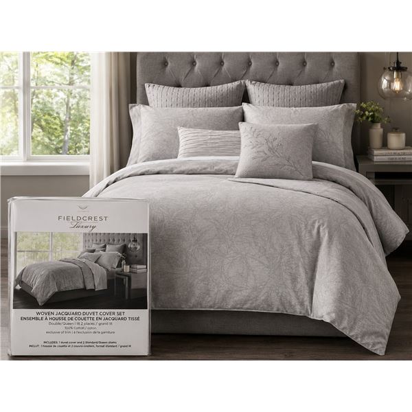 Fieldcrest Luxury Duvet Cover Set - Light Grey