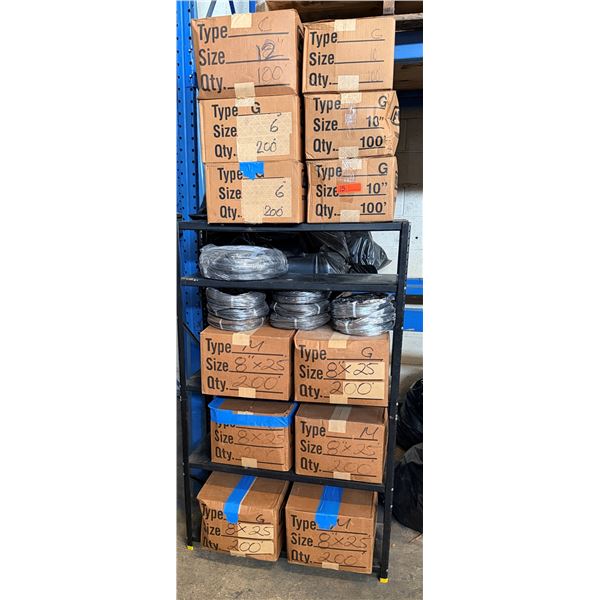 Contents of Shelf: Multiple Boxes Flexeaze Wire Rope, Misc Types & Sizes (shelf not included)