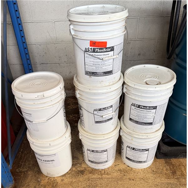 Qty 7 White 5-Gallon Pails PhosBrite Multi-Purpose Cleaner