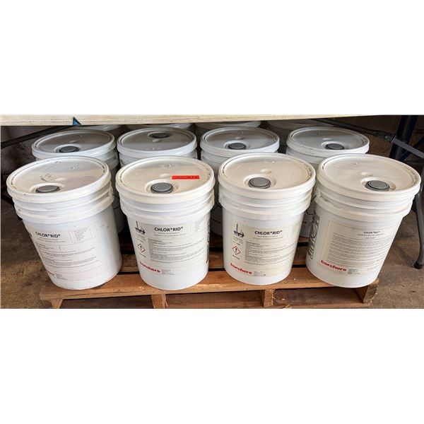 Qty 8 White 5-Gallon Pails CHLOR*RID Liquid Soluble Salt Remover