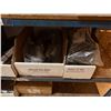 Image 22 : Contents of Shelf & Table: Multiple PPE Respirator Boxes, Hoods, Filters, RPB Lenses, Breathing Tube