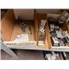 Image 13 : Contents of Shelf: Multiple Motors, Gauges, Relays, Switches, Fuses, Cables, Hardware, etc  (shelf n
