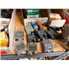 Image 20 : Contents of Shelf: Multiple Motors, Gauges, Relays, Switches, Fuses, Cables, Hardware, etc  (shelf n