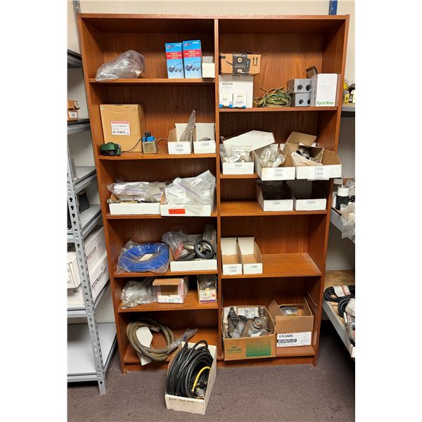 Contents of Shelf: Multiple Dust Collector Switches, Digital Meter, Hoses, Hardware, etc  (shelf not