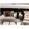 Image 10 : Contents of Shelf: Multiple Capacitors, Fuses, Timers, Contactors, Mufflers, Relays, Hoses, etc  (sh