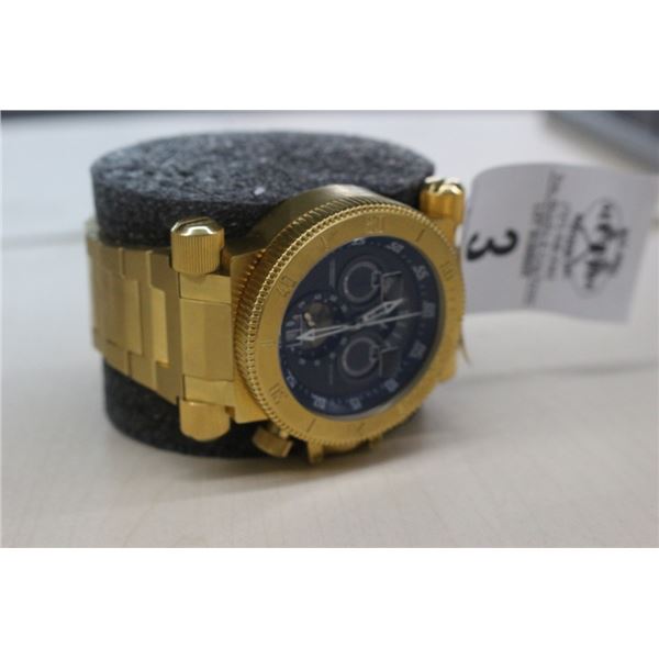 Invicta Large Face Gold Watch