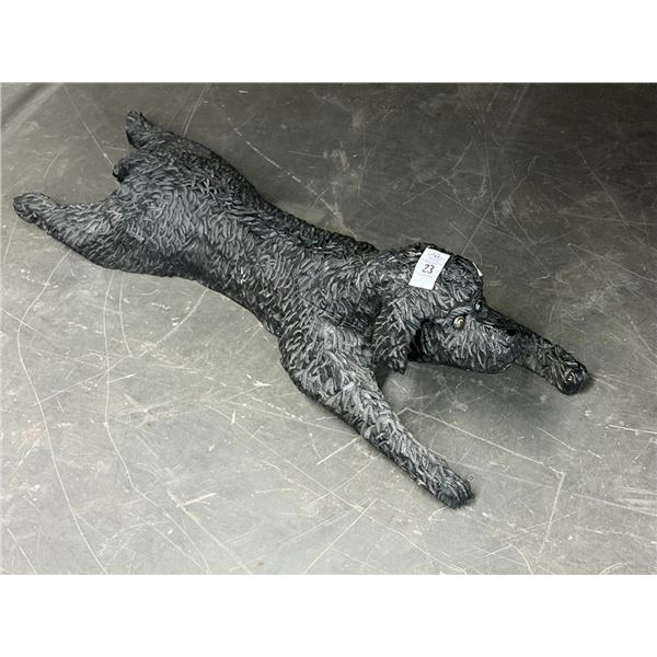 Wood Carved Black Sheep Dog Statuary