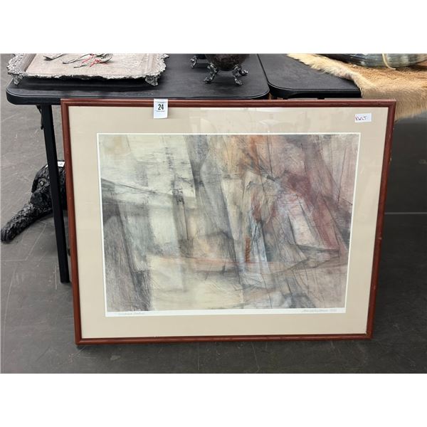 Framed Abstract Artwork Signed Gaynes - 30"  X  36"