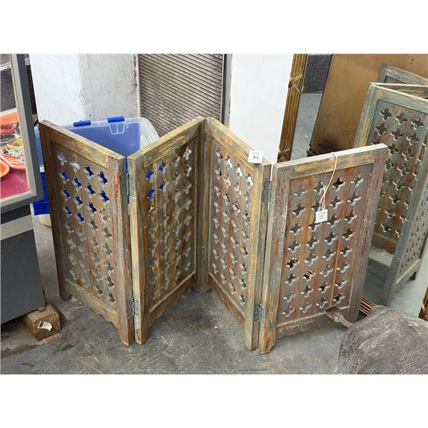 Vintage Jali Folding Room Divider  30" - 4 Panel