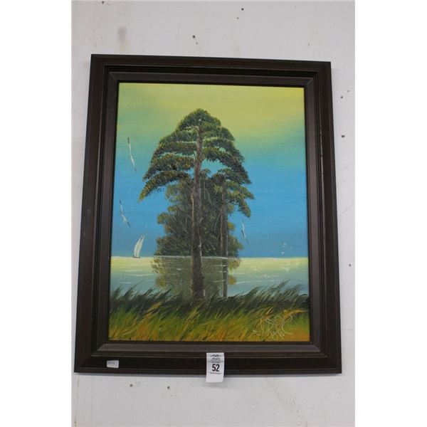 Framed Oil On Canvas Sea Scape Artist Signed - 20"  X  30"